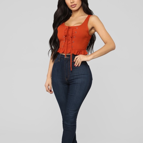 Lace up ruffle top - Picture 2 of 3